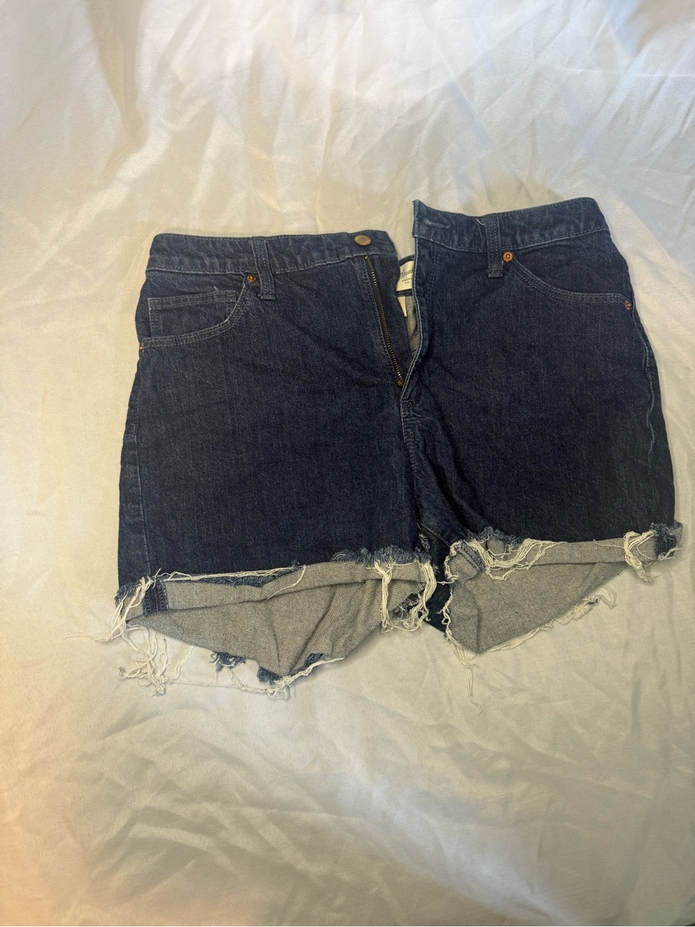 Universal Thread Dark Blue Distressed Vintage MIDI Denim Shorts